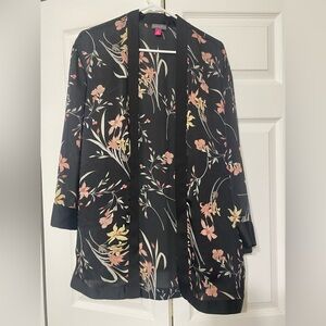 NWT Vince Camuto Black Floral open front cardigan size XS